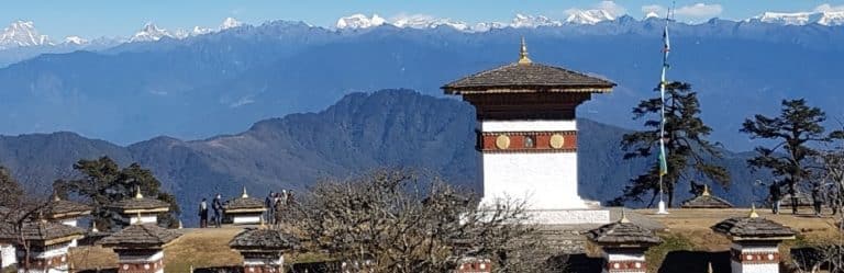 Dochu La pass at 3118m between Thimphu and Punakha valley's often affords clear views of the eastern Himalaya.