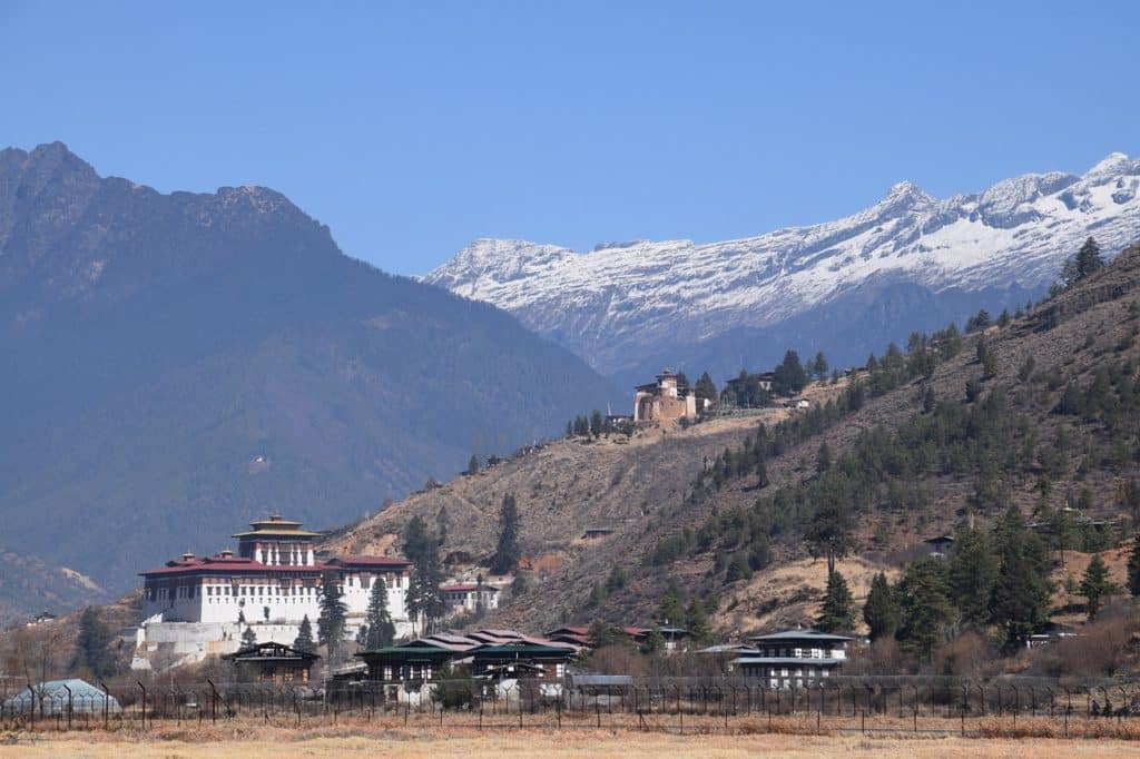 A beautiful town in the mountains of Bhutan