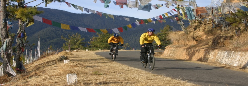 bike riders enjoying the scenery in Bhutan - Tour of the Dragon