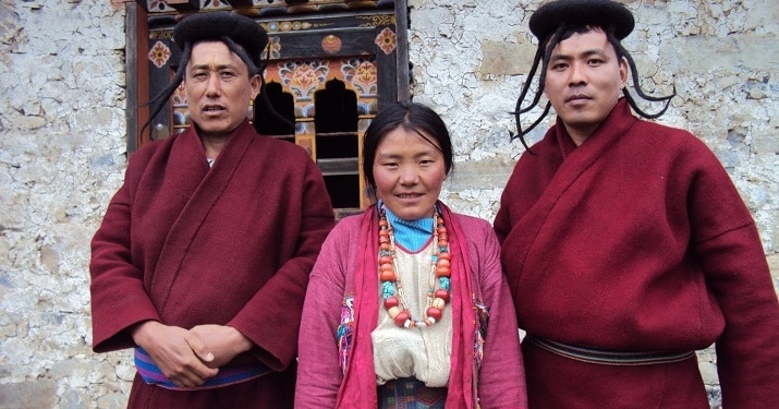 Brokpa People from eastern Bhutan are semi-nomadic rearing sheep & yaks